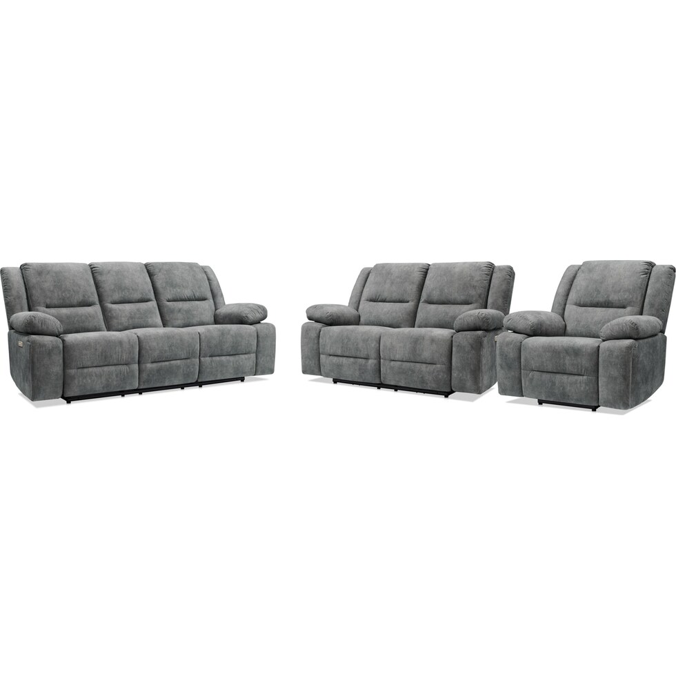 bradshaw gray  pc power reclining living room   