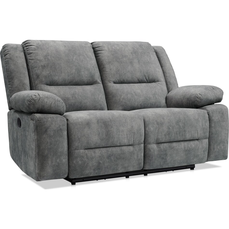 Bradshaw Manual Reclining Loveseat - Charcoal | American Signature ...