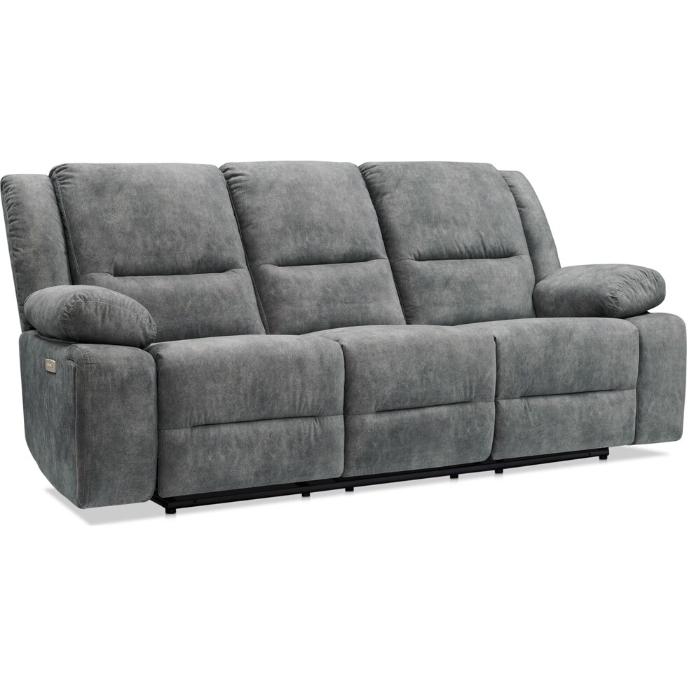 bradshaw gray power reclining sofa   