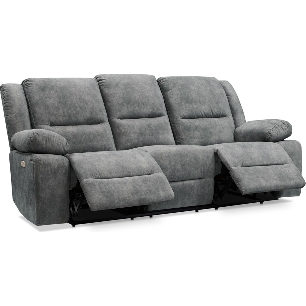 bradshaw gray power reclining sofa   