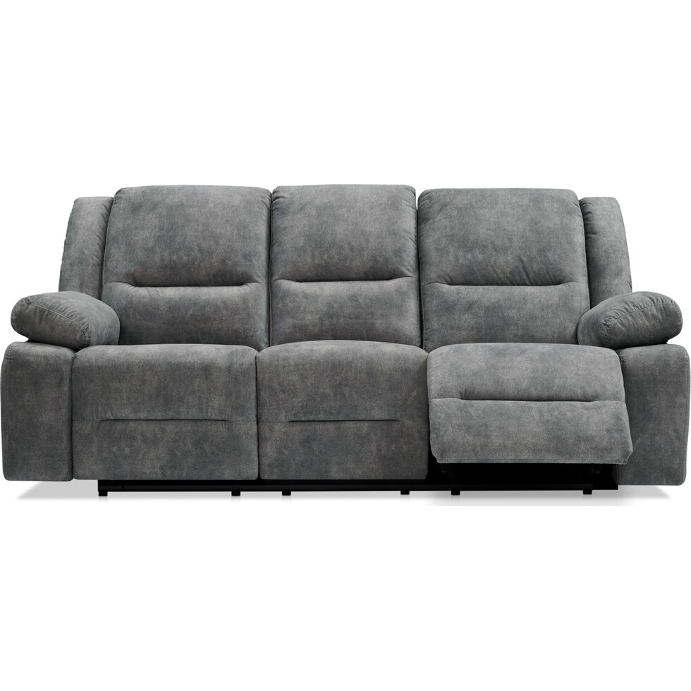 bradshaw gray power reclining sofa   
