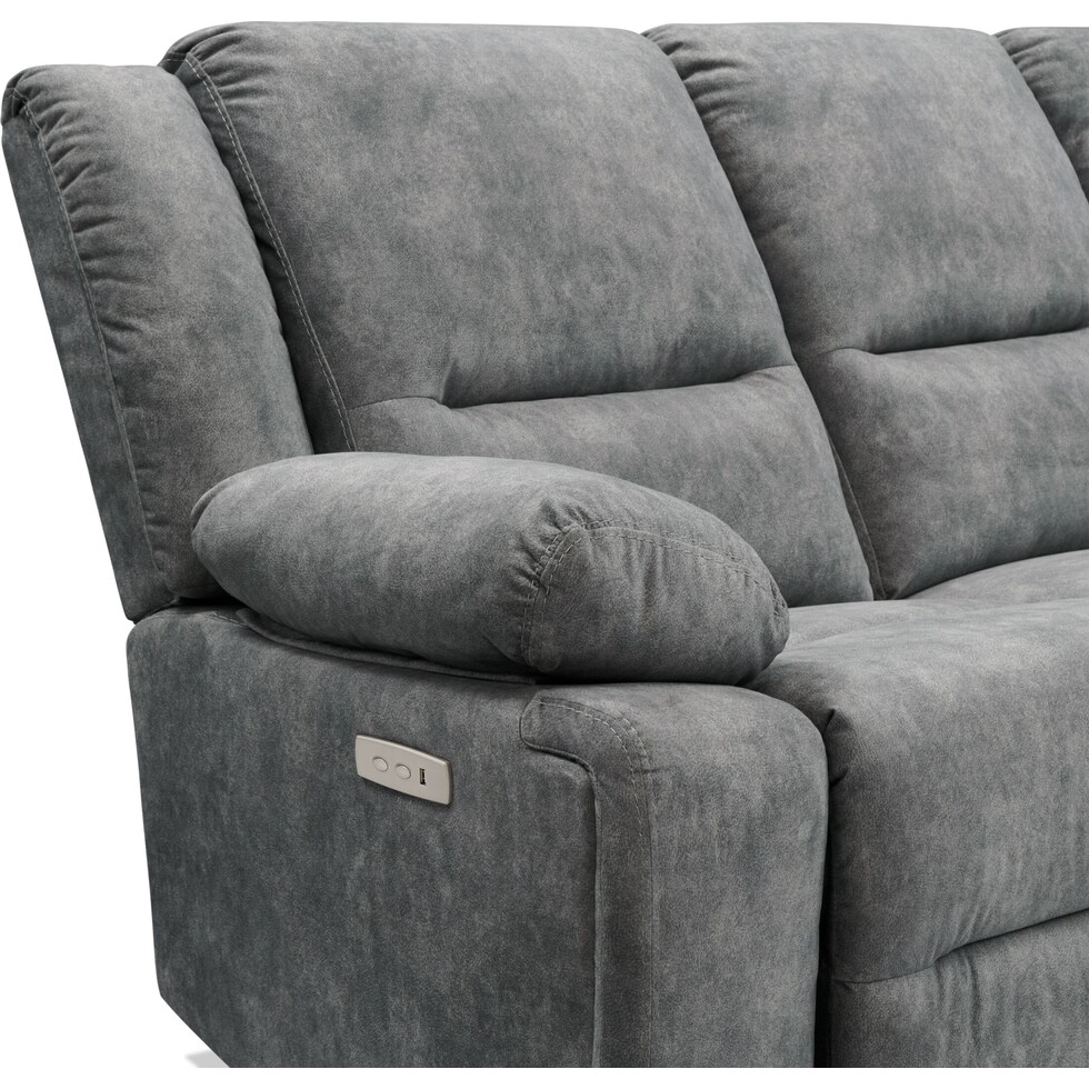 bradshaw gray power reclining sofa   
