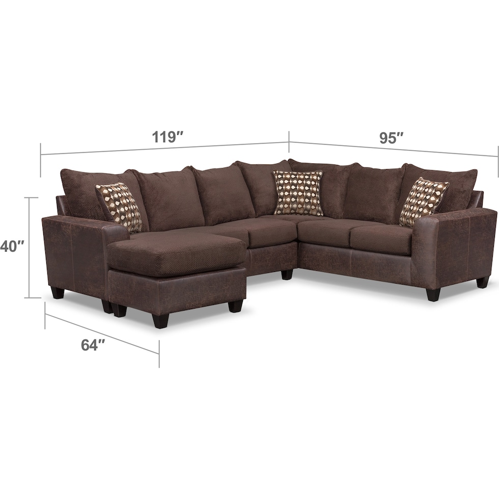 brando sectional chocolate dimension schematic   