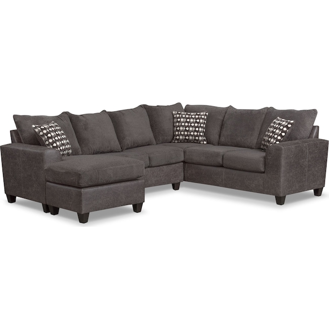 Living Room Furniture - Brando 3-Piece Sectional with Modular Chaise