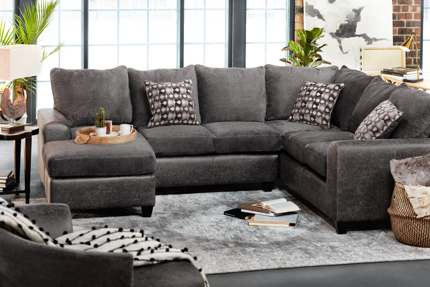Brando 3 Piece Sectional with Modular Chaise Smoke