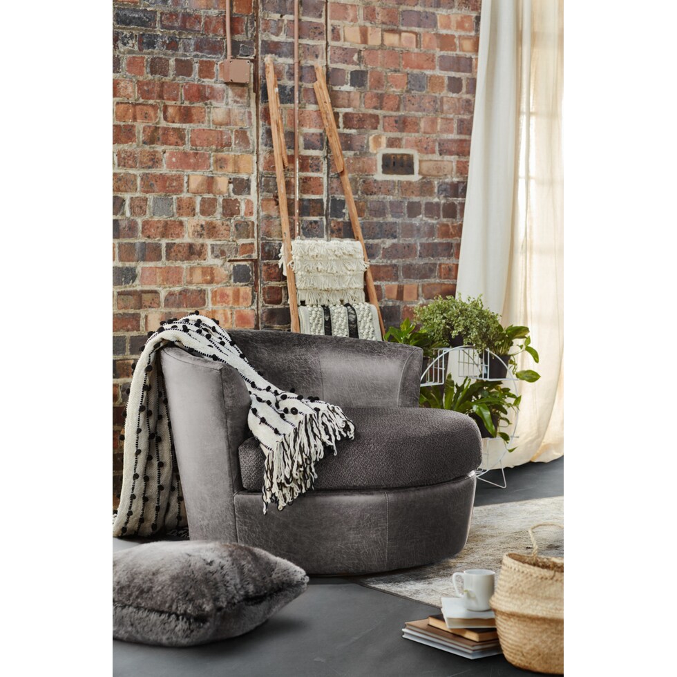 brando smoke gray swivel chair   