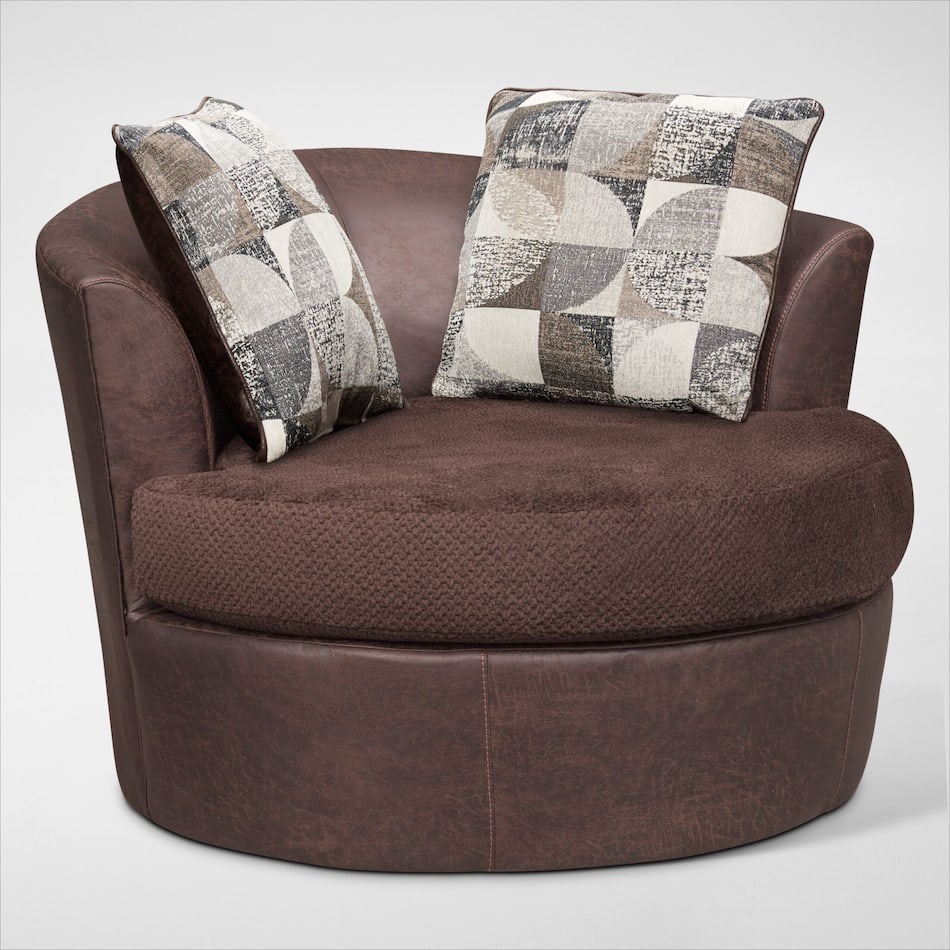Brando Sofa, Loveseat and Swivel Chair Chocolate American Signature