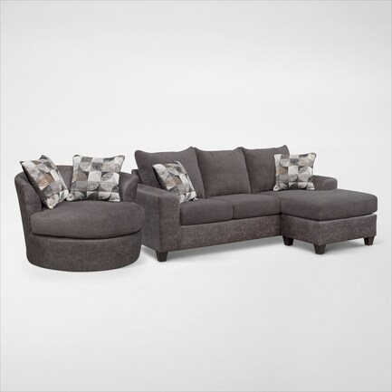 Brando 2-Piece Sofa with Modular Chaise and Swivel Chair - Smoke