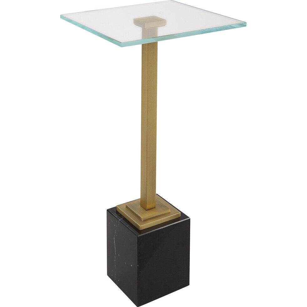 brass black marble end table   
