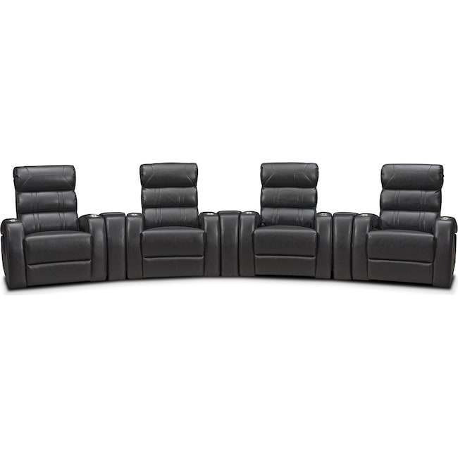 Living Room Furniture - Bravo 7-Piece Power Reclining Home Theater Sectional with 4 Reclining Seats
