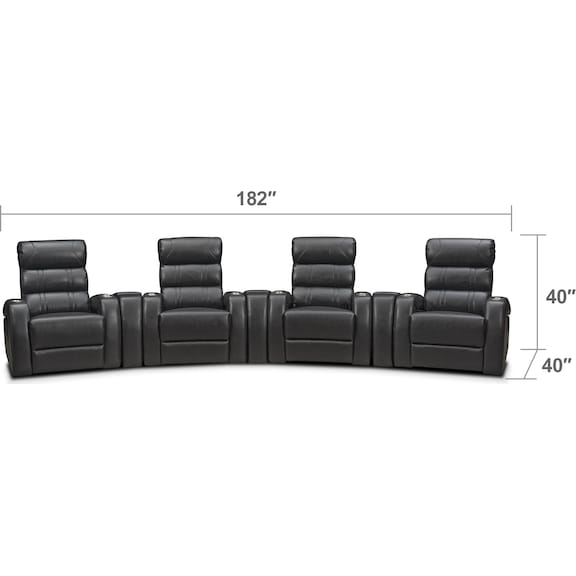 Living Room Furniture - Bravo 7-Piece Power Reclining Home Theater Sectional with 4 Reclining Seats