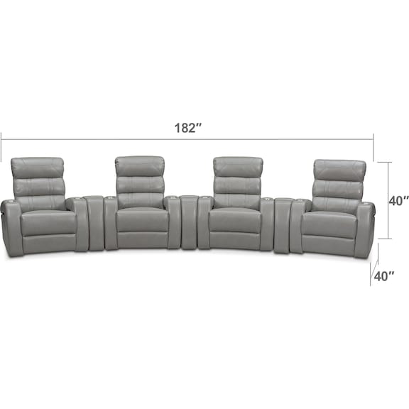 Living Room Furniture - Bravo 7-Piece Power Reclining Home Theater Sectional with 4 Reclining Seats