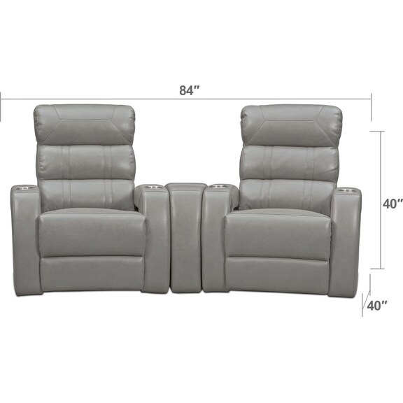 Living Room Furniture - Bravo 3-Piece Power Reclining Home Theater Sectional with 2 Reclining Seats