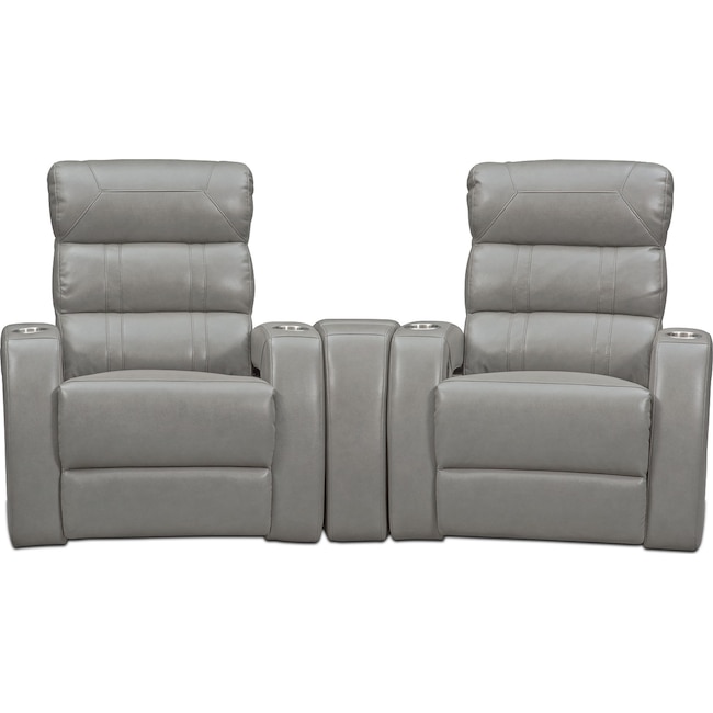 Living Room Furniture - Bravo 3-Piece Power Reclining Home Theater Sectional with 2 Reclining Seats