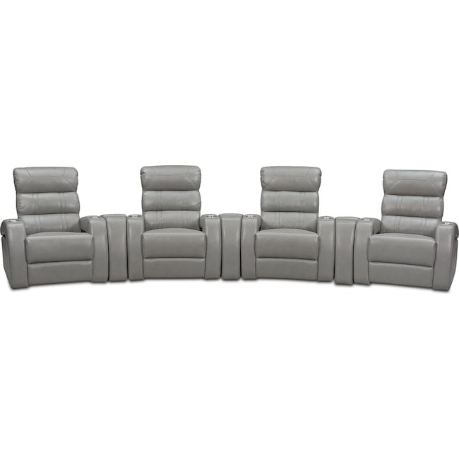Living Room Furniture - Bravo 7-Piece Power Reclining Home Theater Sectional with 4 Reclining Seats