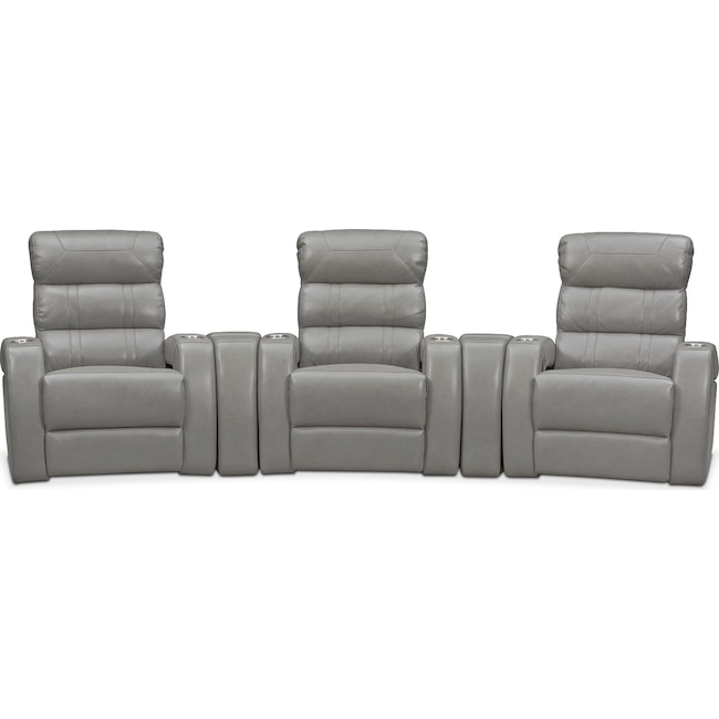 Living Room Furniture - Bravo 5-Piece Power Reclining Home Theater Sectional with 3 Reclining Seats