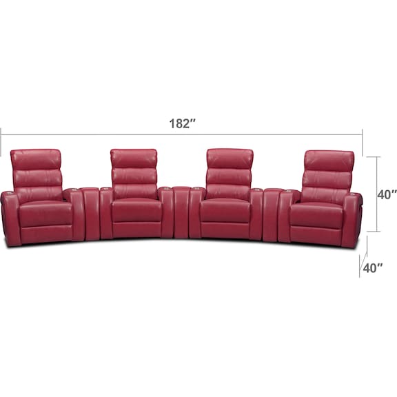 Living Room Furniture - Bravo 7-Piece Power Reclining Home Theater Sectional with 4 Reclining Seats