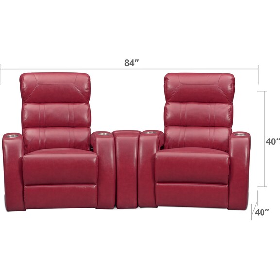 Living Room Furniture - Bravo 3-Piece Power Reclining Home Theater Sectional with 2 Reclining Seats
