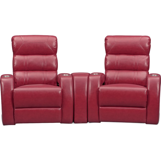 Living Room Furniture - Bravo 3-Piece Power Reclining Home Theater Sectional with 2 Reclining Seats
