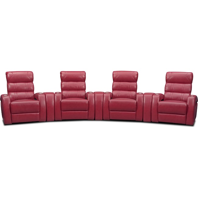 Living Room Furniture - Bravo 7-Piece Power Reclining Home Theater Sectional with 4 Reclining Seats