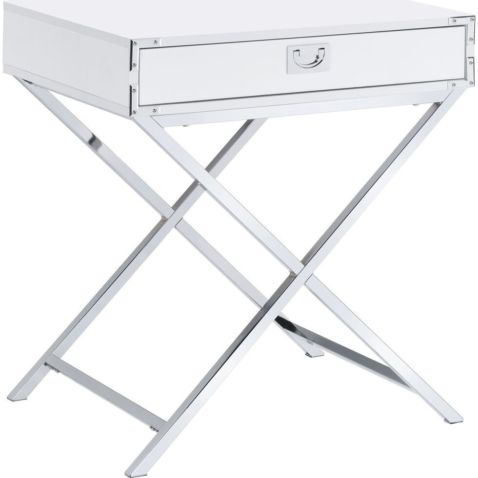 breenon chrome white nightstand   