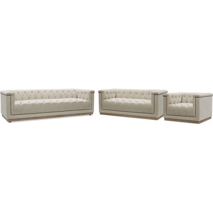 Brennon Sofa, Loveseat, and Accent Swivel Chair - Beige