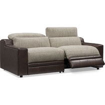 bridgeport dark brown  pc power reclining sofa   