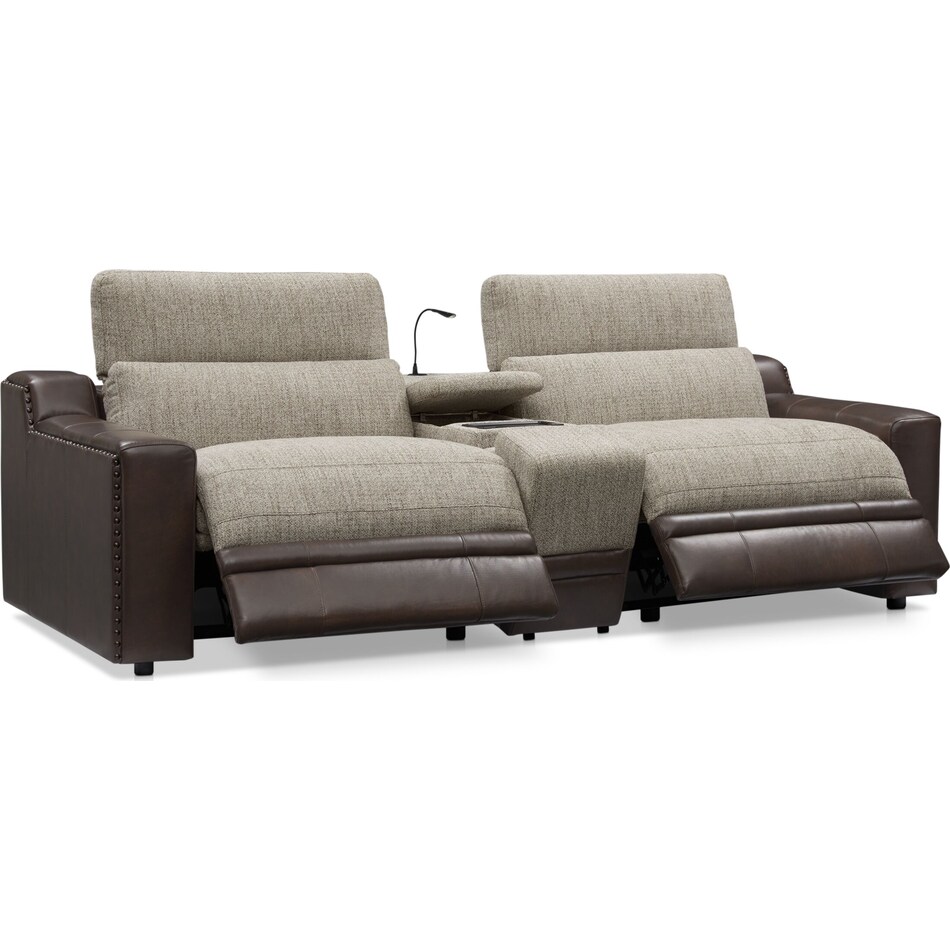 bridgeport dark brown  pc power reclining sofa   
