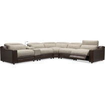 bridgeport dark brown  pc power reclining sectional   