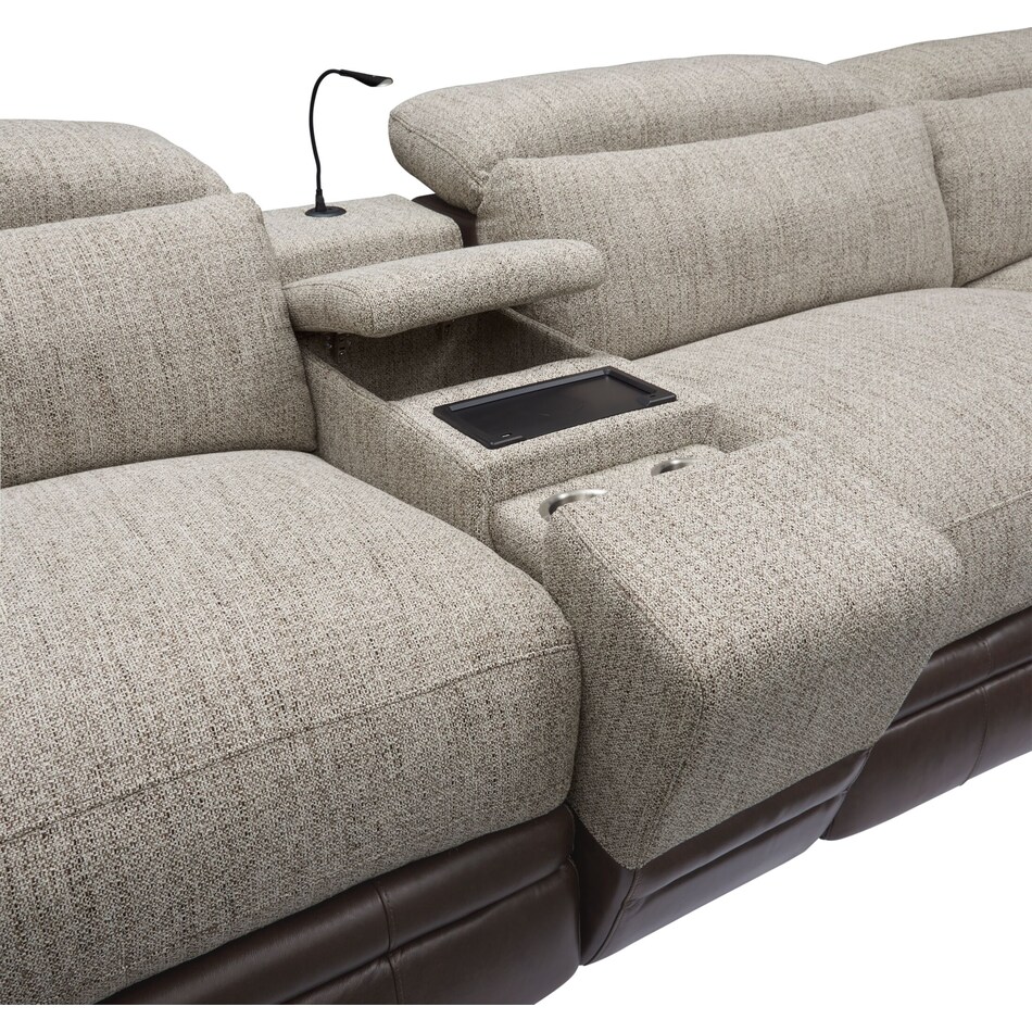 bridgeport dark brown  pc power reclining sectional   