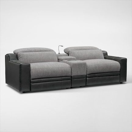 Bridgeport 3-Piece Dual Power Reclining Sofa with Console – Gray