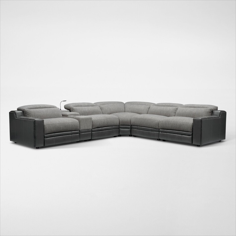 bridgeport gray  pc power reclining sectional   