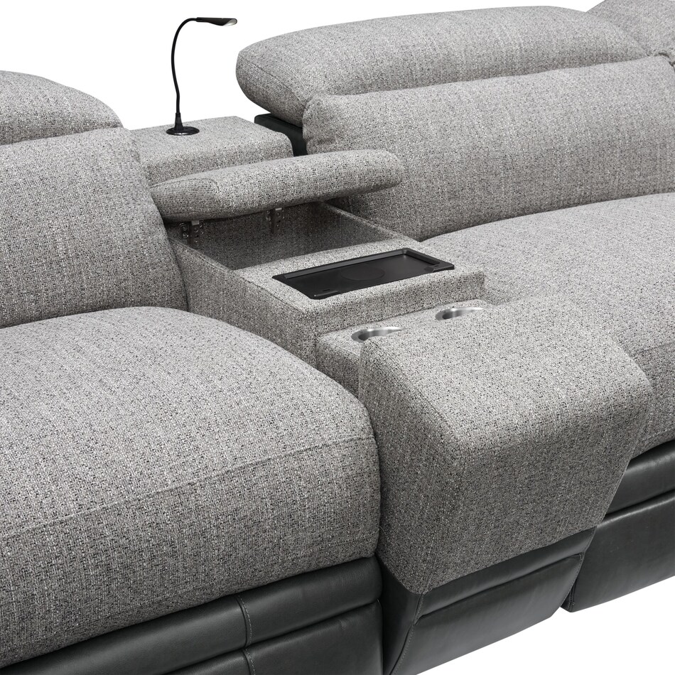 bridgeport gray  pc power reclining sectional   