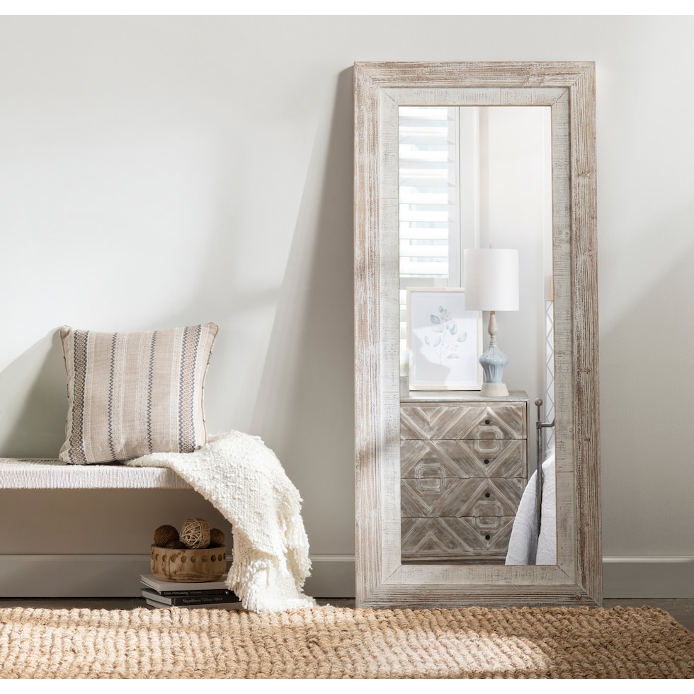brielle white floor mirror   