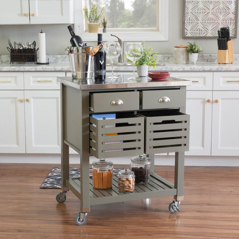 brighton gray kitchen cart   