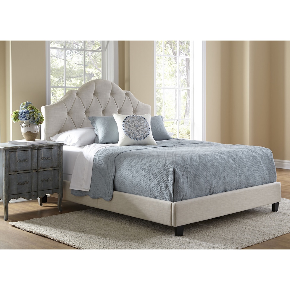 brigid light brown king upholstered bed   