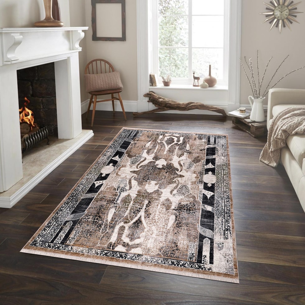 brinelli tan black area rug  x    