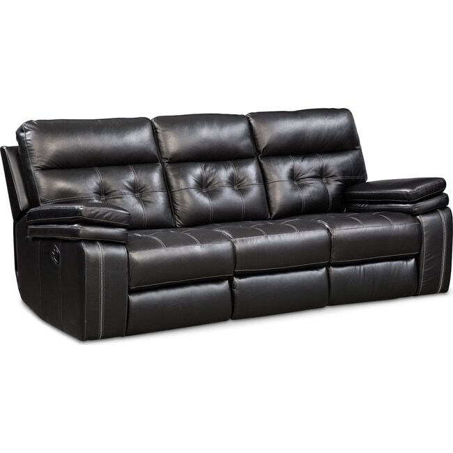 Living Room Furniture - Brisco Manual Reclining Sofa - Black