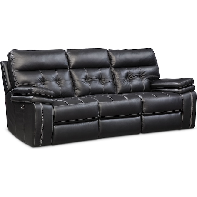 Living Room Furniture - Brisco Power Reclining Sofa - Black