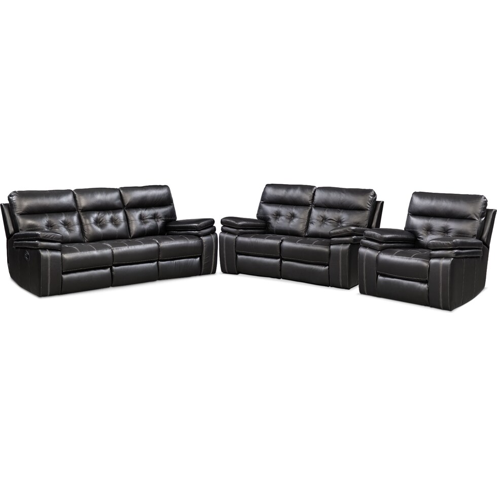 brisco black  pc manual reclining living room   