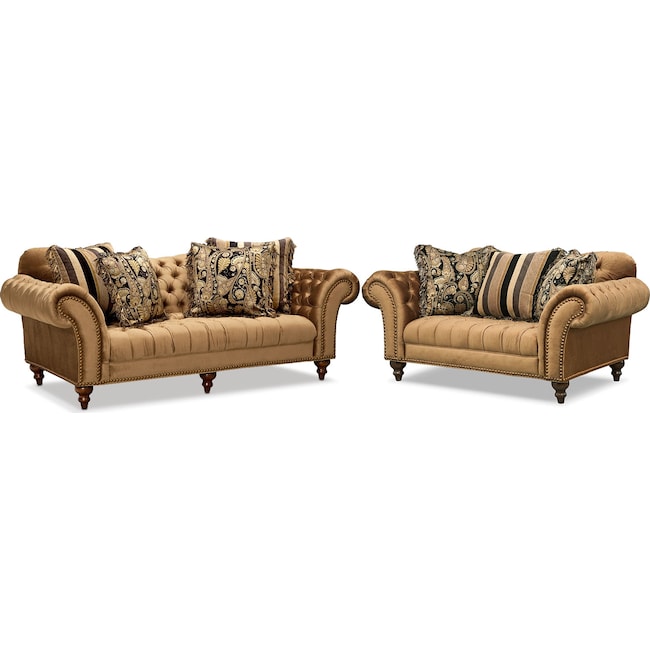 Living Room Furniture - Brittney Sofa and Loveseat Set
