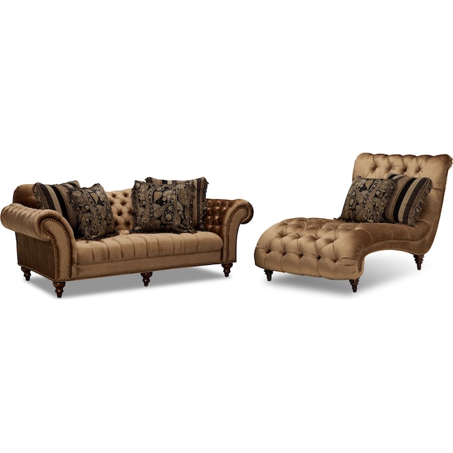Living Room Furniture - Brittney Sofa and Chaise Set