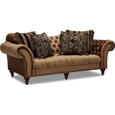 Brittney Sofa and Chaise Set - Bronze