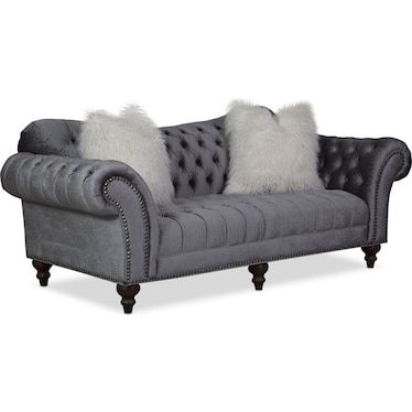 Brittney Sofa and Loveseat Set - Charcoal