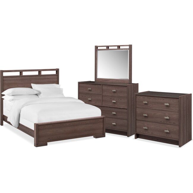 Bedroom Furniture - Britto 6-Piece Bedroom Set with Chest, Dresser and Mirror