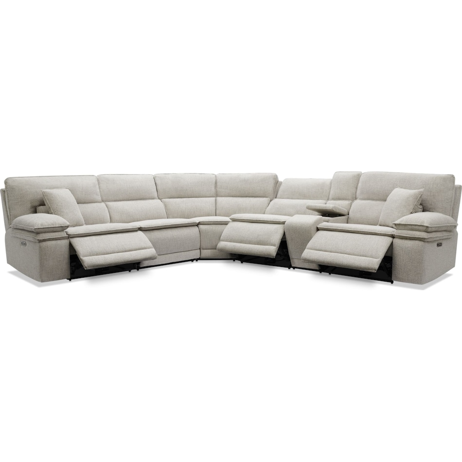 brookdale white power reclining sectional   