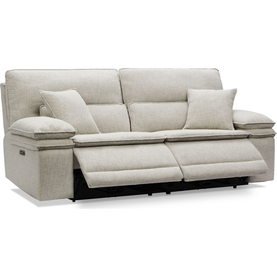 brookdale white power reclining sofa   