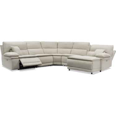 Brookdale 5-Piece Dual-Power Reclining Sectional with Right-Facing Chaise and 2 Reclining Seats