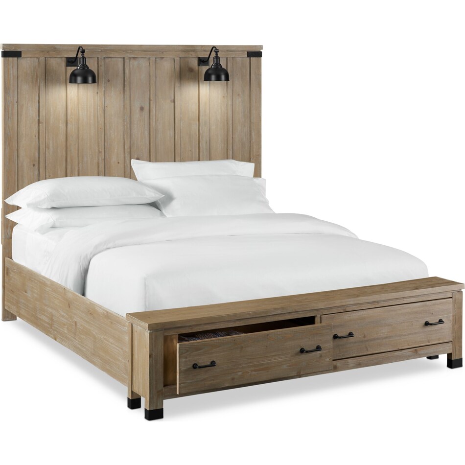 brooke harbor light brown  pc king storage bedroom   