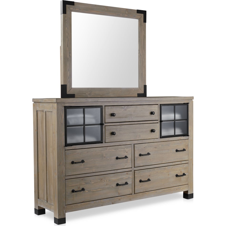 brooke harbor light brown dresser & mirror   